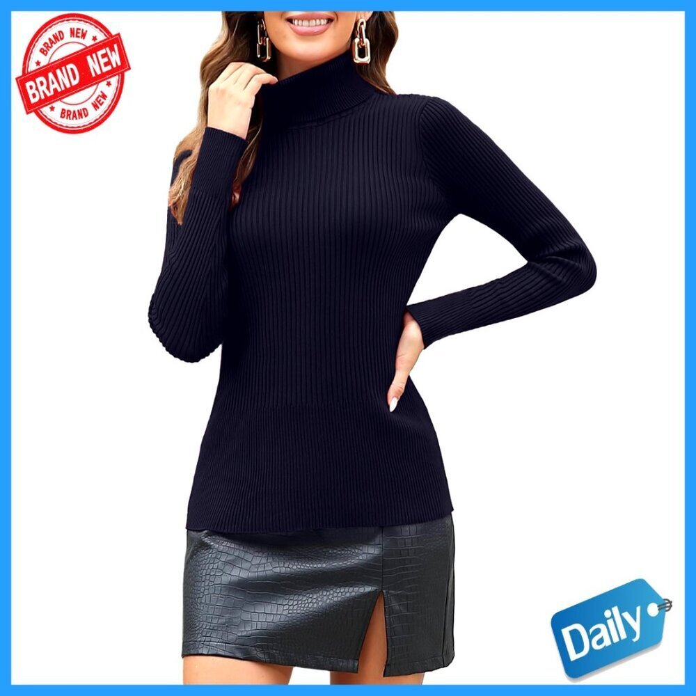 Ribbed Turtleneck Long Sleeve Sweater Pullover Slim Fit Winter Warm